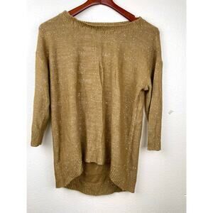 A.N.A. Womens Sweater Sz L Sequin Fairy Grunge Whimsigoth Boho Gold Metallic